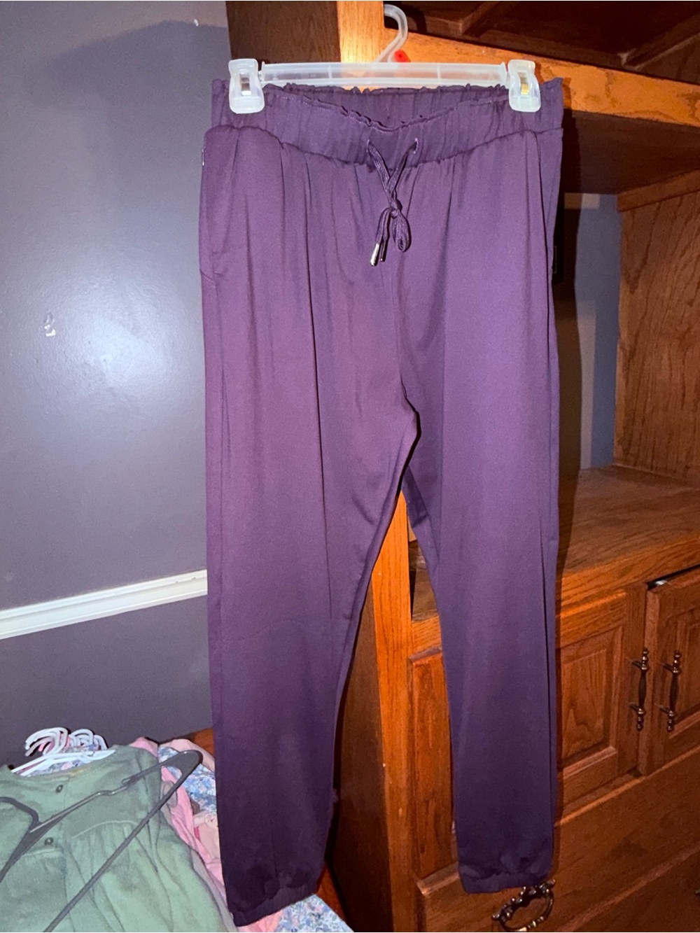 Purple Drawstring Jogger Pants, size S